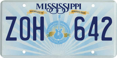 MS license plate ZOH642