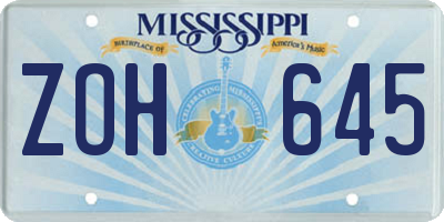 MS license plate ZOH645