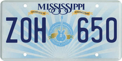 MS license plate ZOH650