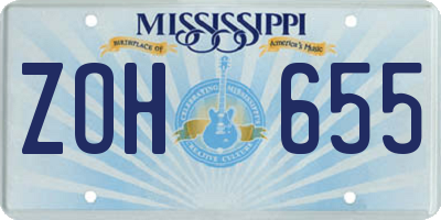 MS license plate ZOH655