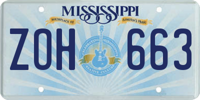 MS license plate ZOH663