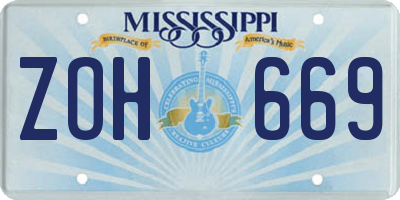 MS license plate ZOH669