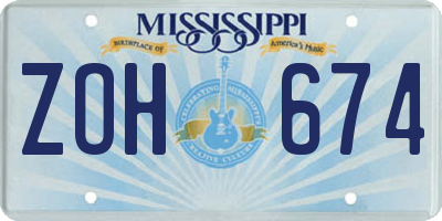 MS license plate ZOH674