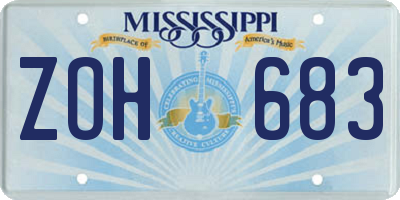 MS license plate ZOH683