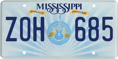 MS license plate ZOH685