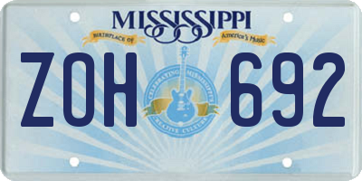 MS license plate ZOH692