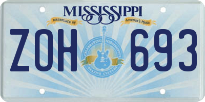 MS license plate ZOH693