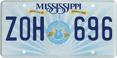 MS license plate ZOH696