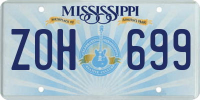 MS license plate ZOH699