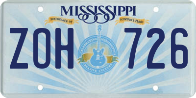 MS license plate ZOH726