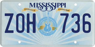 MS license plate ZOH736