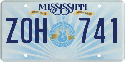 MS license plate ZOH741