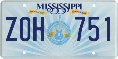 MS license plate ZOH751