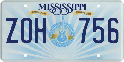 MS license plate ZOH756