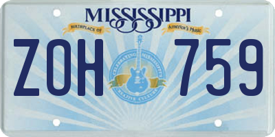 MS license plate ZOH759