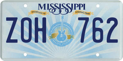 MS license plate ZOH762