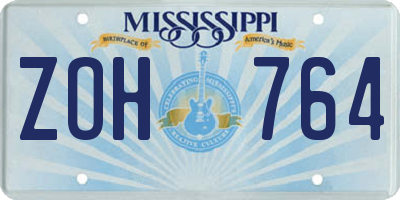 MS license plate ZOH764