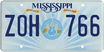 MS license plate ZOH766