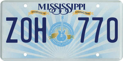 MS license plate ZOH770