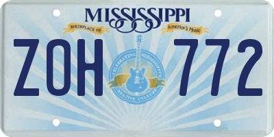 MS license plate ZOH772