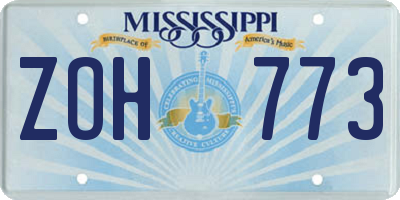 MS license plate ZOH773