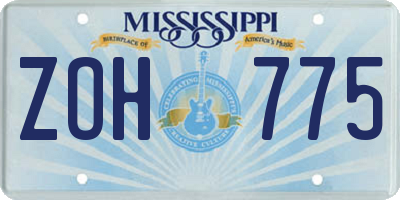MS license plate ZOH775