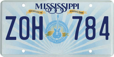 MS license plate ZOH784