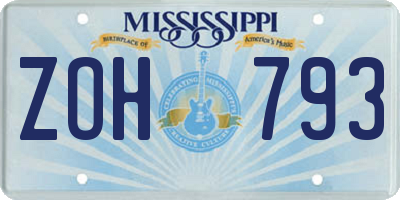 MS license plate ZOH793