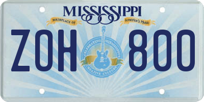 MS license plate ZOH800