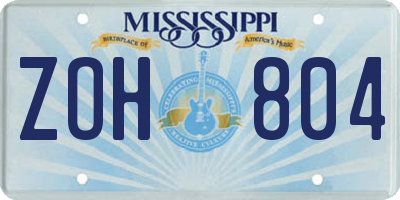 MS license plate ZOH804