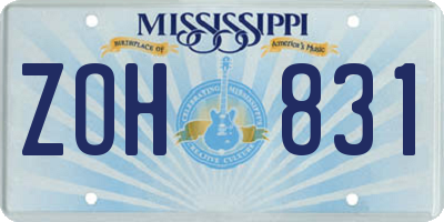 MS license plate ZOH831