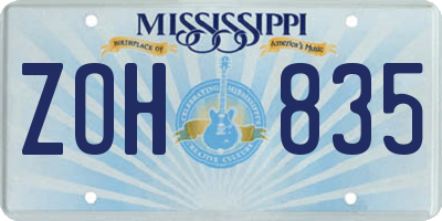 MS license plate ZOH835