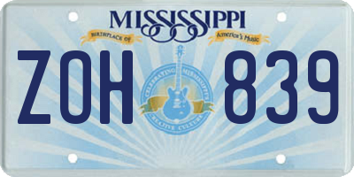 MS license plate ZOH839