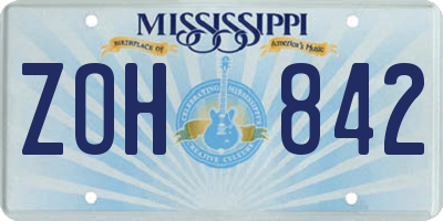 MS license plate ZOH842