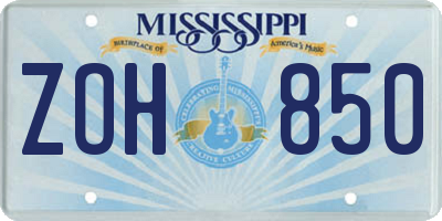 MS license plate ZOH850