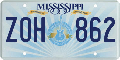 MS license plate ZOH862