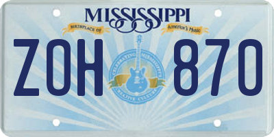 MS license plate ZOH870