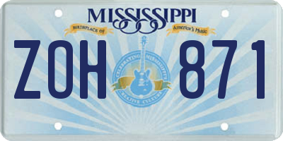 MS license plate ZOH871