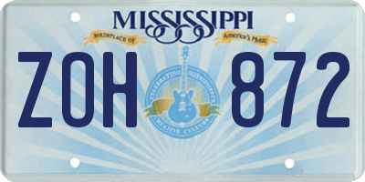 MS license plate ZOH872