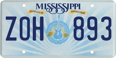 MS license plate ZOH893
