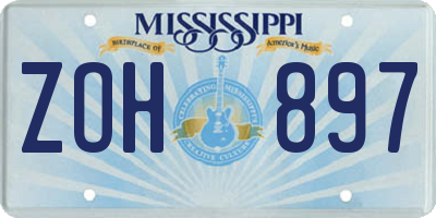 MS license plate ZOH897