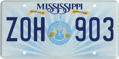 MS license plate ZOH903