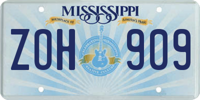 MS license plate ZOH909