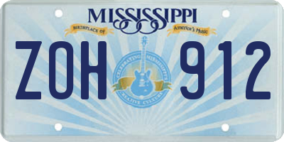 MS license plate ZOH912