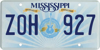 MS license plate ZOH927