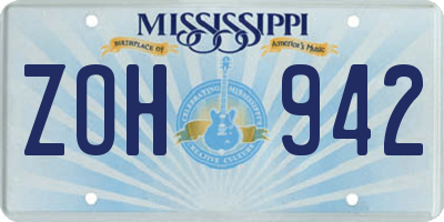 MS license plate ZOH942