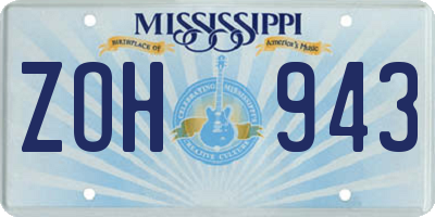 MS license plate ZOH943