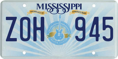 MS license plate ZOH945