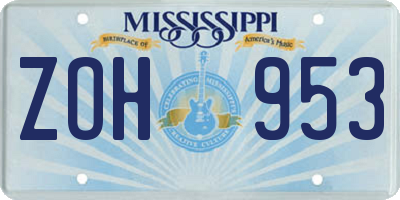 MS license plate ZOH953