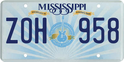 MS license plate ZOH958